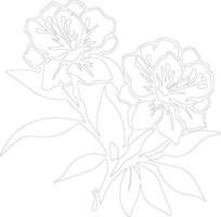 AI generated rhododendron  outline silhouette vector