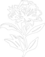 AI generated rhododendron  outline silhouette vector