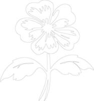 AI generated primrose  outline silhouette vector