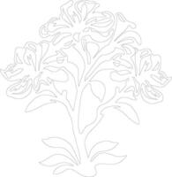 AI generated rhododendron  outline silhouette vector