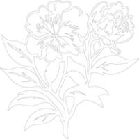 AI generated rhododendron  outline silhouette vector