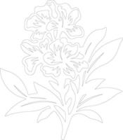 AI generated rhododendron  outline silhouette vector