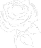 AI generated rose outline silhouette vector