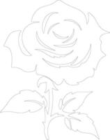 AI generated rose  outline silhouette vector