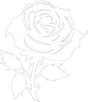 AI generated rose  outline silhouette vector