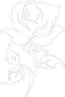 AI generated rose  outline silhouette vector