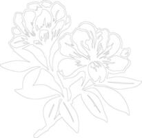 AI generated rhododendron  outline silhouette vector