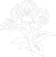 AI generated rhododendron  outline silhouette vector