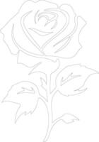 AI generated rose  outline silhouette vector