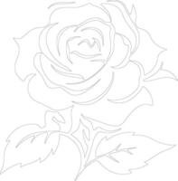 AI generated rose  outline silhouette vector