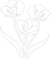 AI generated sego lily  outline silhouette vector