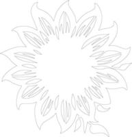 AI generated sunflower  outline silhouette vector