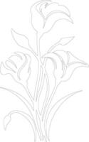 AI generated sego lily  outline silhouette vector