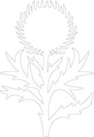 AI generated thistle  outline silhouette vector