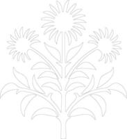 AI generated thistle  outline silhouette vector