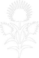 AI generated thistle  outline silhouette vector