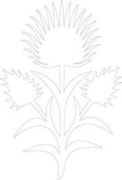 AI generated thistle  outline silhouette vector