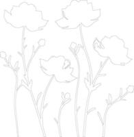 AI generated tickseed  outline silhouette vector