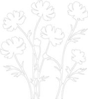 AI generated tickseed  outline silhouette vector