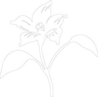 AI generated trillium  outline silhouette vector