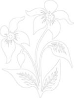 AI generated trillium  outline silhouette vector