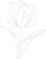 AI generated tulip  outline silhouette vector