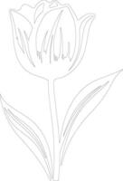 AI generated tulip outline silhouette vector