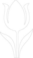 AI generated tulip  outline silhouette vector