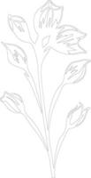 AI generated yucca flower outline silhouette vector