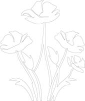 AI generated California poppy outline silhouette vector