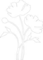 AI generated California poppy  outline silhouette vector