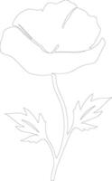 AI generated California poppy  outline silhouette vector