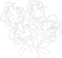 AI generated azalea  outline silhouette vector