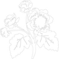 AI generated begonia  outline silhouette vector