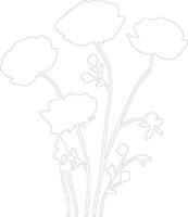 AI generated buttercup  outline silhouette vector