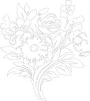 AI generated bouquet  outline silhouette vector
