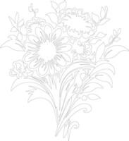 AI generated bouquet  outline silhouette vector