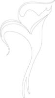 AI generated calla lily  outline silhouette vector