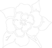 AI generated camellia  outline silhouette vector