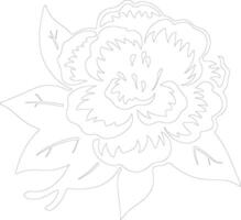 AI generated camellia  outline silhouette vector