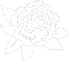 AI generated camellia  outline silhouette vector