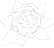 AI generated camellia outline silhouette vector