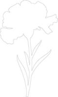 AI generated carnation  outline silhouette vector