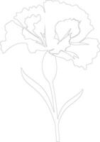 AI generated carnation  outline silhouette vector