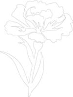 AI generated carnation  outline silhouette vector