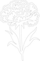 AI generated carnation  outline silhouette vector