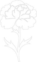 AI generated carnation  outline silhouette vector