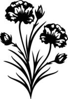 AI generated dianthus  black silhouette vector