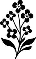 AI generated forget-me-not black silhouette vector