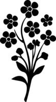 AI generated forget-me-not  black silhouette vector